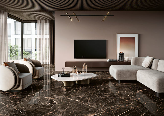 MARGRES ENDLESS 89x89 Port Black Poli (Rectifié) en ambiance