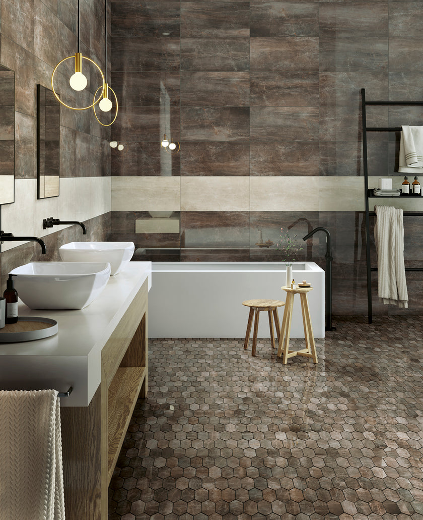 Serenissima Fossil Bruno — carrelage effet marbre