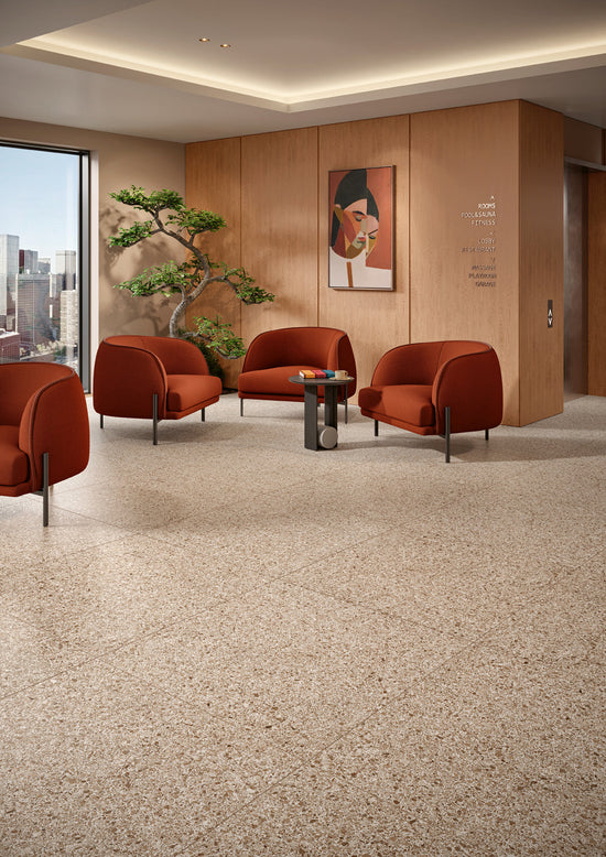 MARGRES FRAGMENT 90x90 Terracotta en ambiance, hôtel
