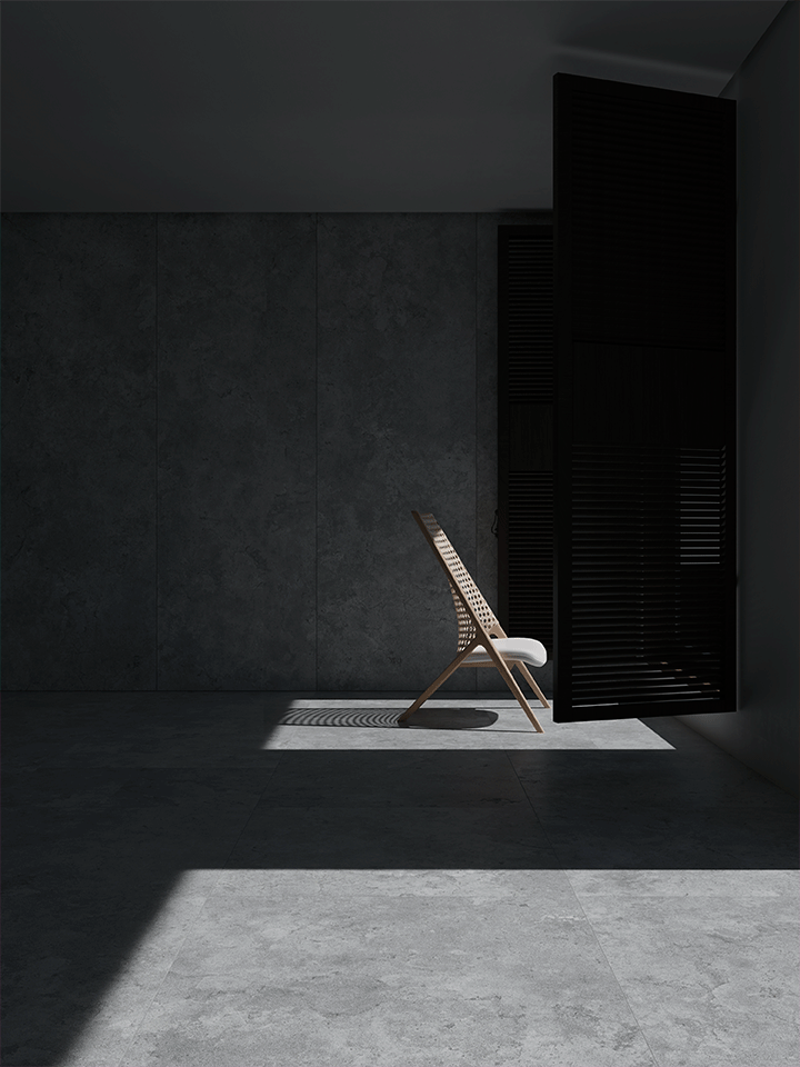 LIVING CERAMICS VERSO CROSS CUT GREY 120x120 SOFT TEXTURE