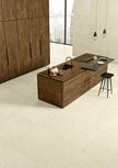 Carrelage Margres Linea Cosmos Corten associé à Linea Slabstone White en ambiance