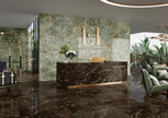 Dalles Margres Linea Endless Amazonite et Port Black polies en ambiance