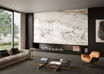 Dalle Margres Linea Endless Breccia Capraia polie en ambiance, associée à Linea Slabstone