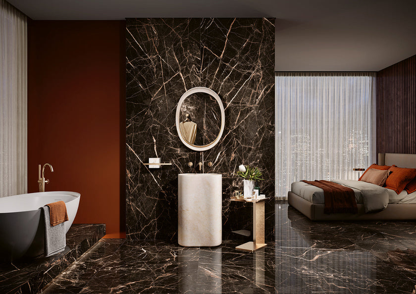 Dalle Margres Linea Endless Port Black polie en ambiance