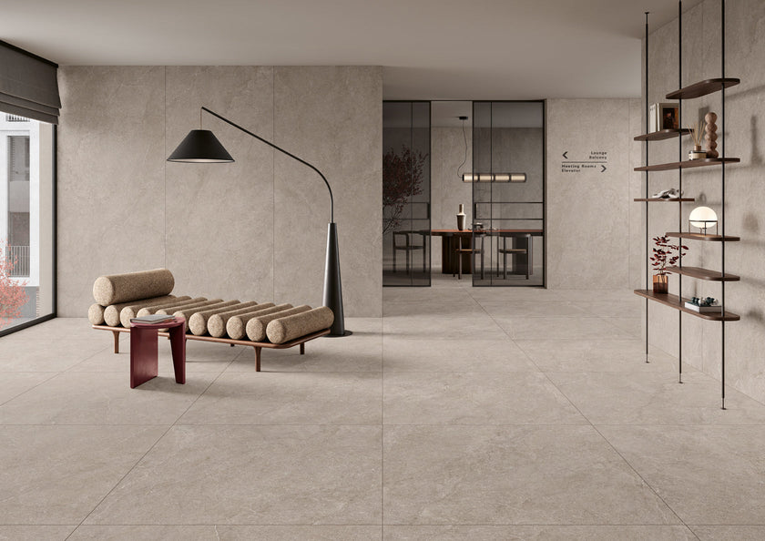 Carrelage Margres Linea Evolution Light Grey 120x120 adouci en ambiance