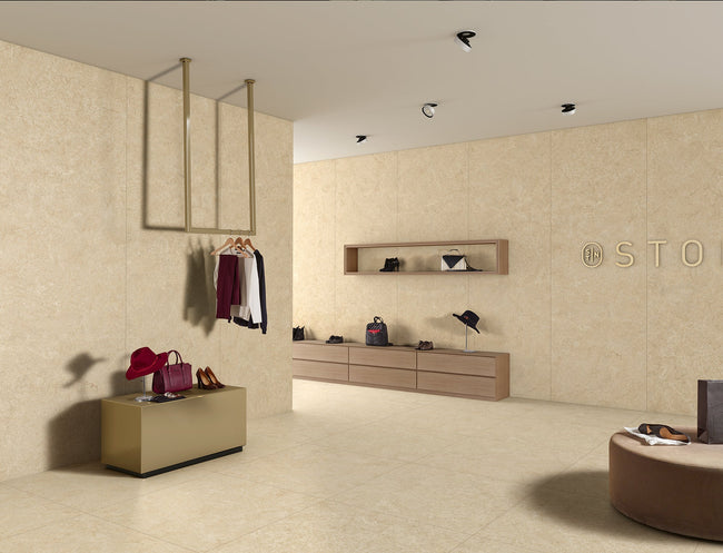 Carrelage Margres Linea Slabstone Beige naturel rectifié en ambiance