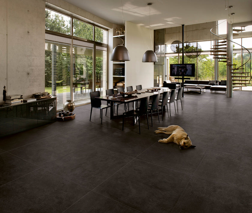 Carrelage Margres Linea Time 2.0 Black 100x100 en ambiance