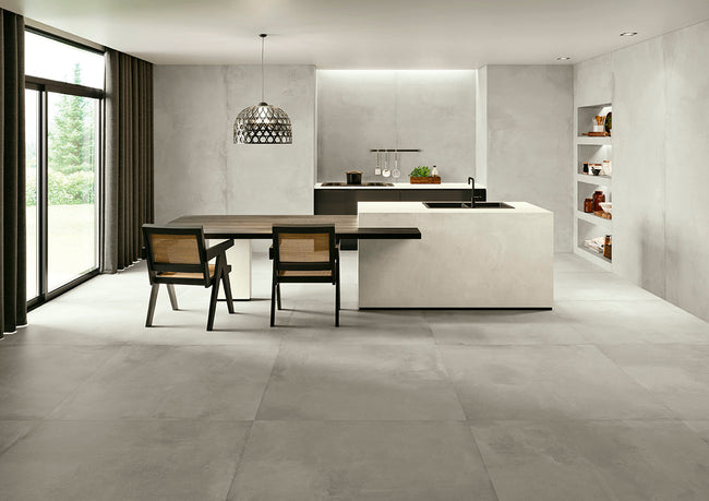Carrelage Margres Linea Tool Light Grey et White 120x120 en ambiance
