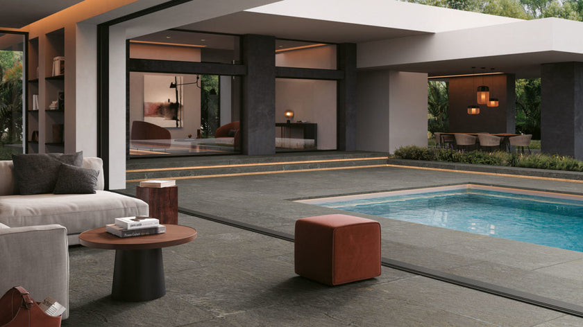 NOVOCERAM LOSA BORDURES CASTRUM OUTDOOR PLUS 20 mm — Graphite, terrasse Outdoor Plus