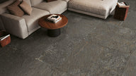 NOVOCERAM LOSA BANDES ROMAINES AQUITANIA OUTDOOR PLUS 20 mm — Graphite, terrasse Outdoor Plus (détail)