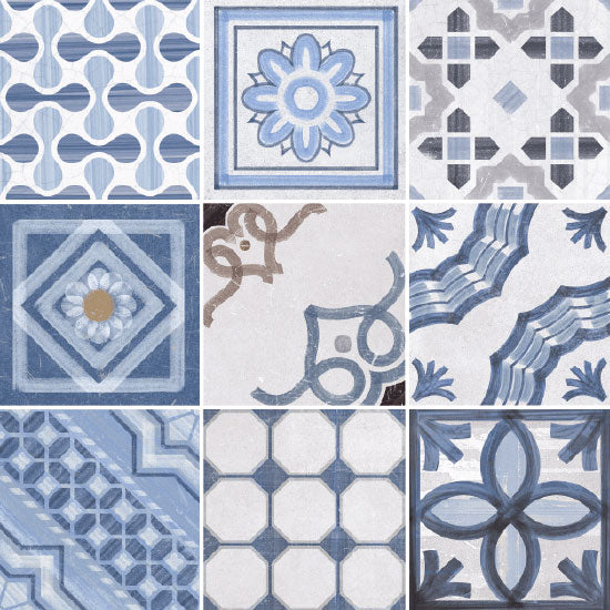FIORANESE CEMENTINE SHINY MIX BLUE LUCIDO 20x20