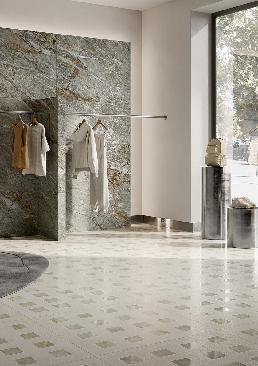 Fioranese The Blend Ivory en situation — carrelage effet pierre et béton