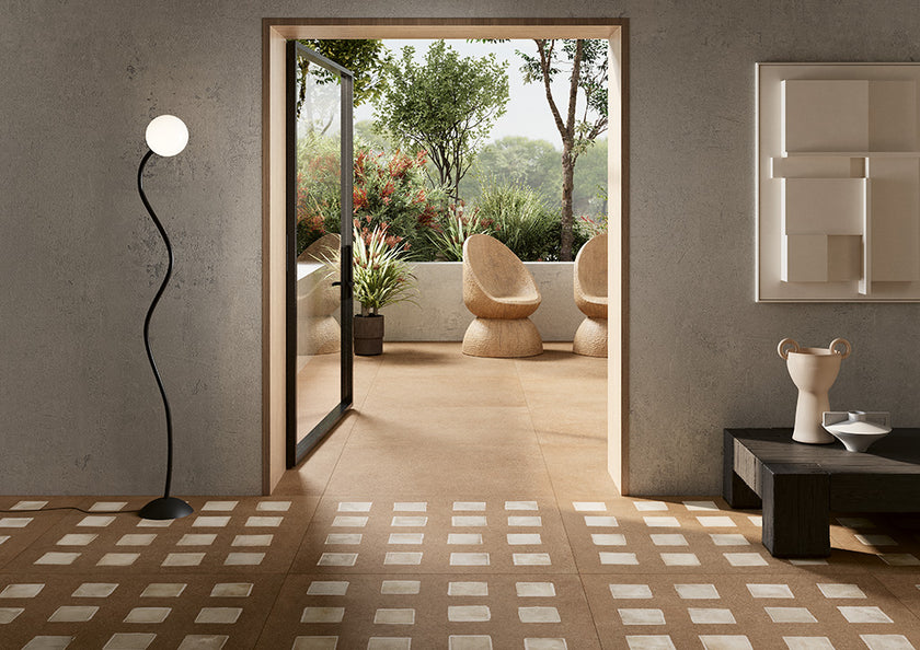 Fioranese The Blend Sienna en situation — carrelage effet pierre et béton