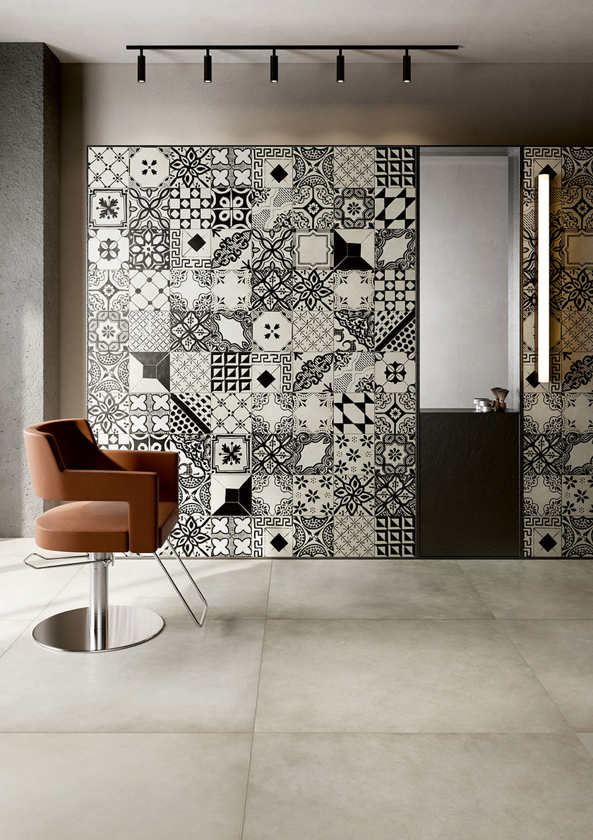 Fioranese Riggiole Bianco Mix en situation — carrelage carreau de ciment