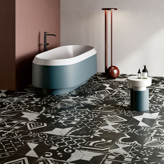 Fioranese Riggiole Nero Mix en situation — carrelage carreau de ciment