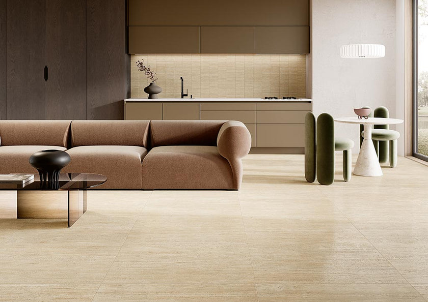 Fioranese Senzatempo Beige en situation — carrelage effet travertin