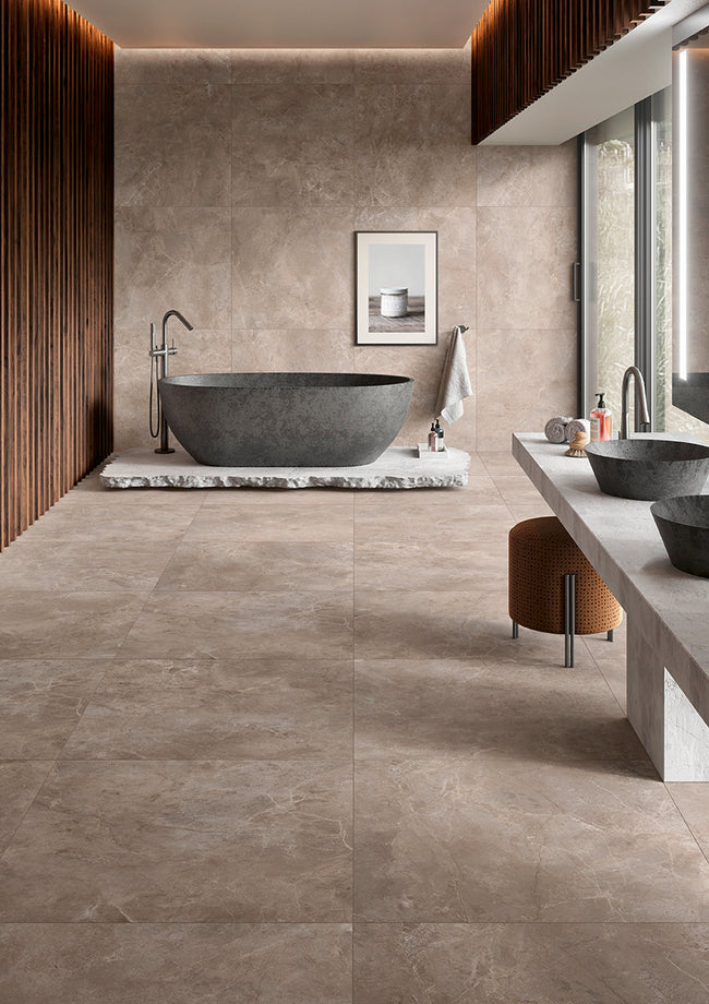 MARGRES PRESTIGE 90x90 Fior di Bosco Tortora Naturel Rectifié en ambiance