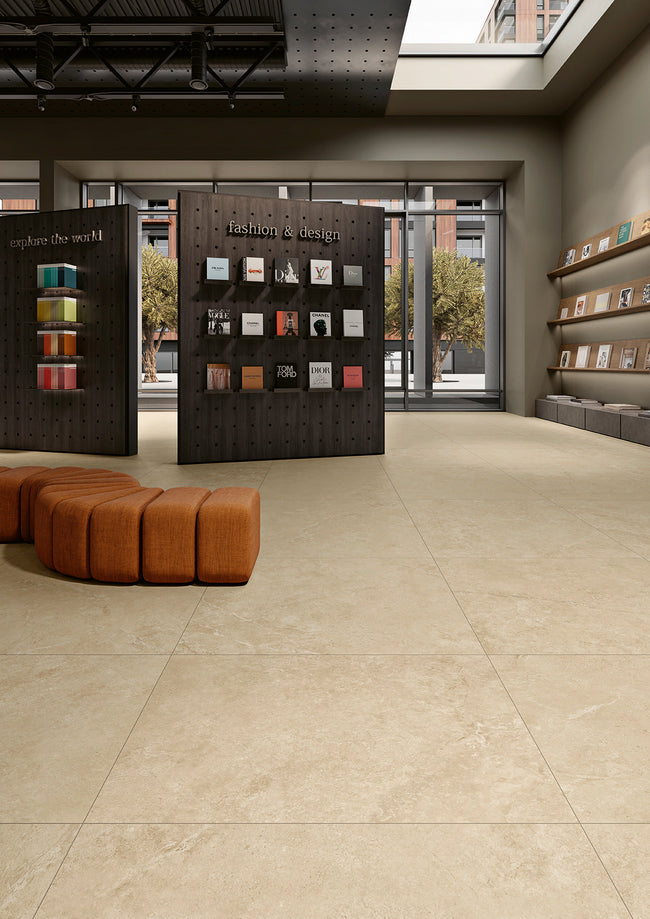 MARGRES PURE STONE 120x120 Beige Naturel Rectifié en ambiance