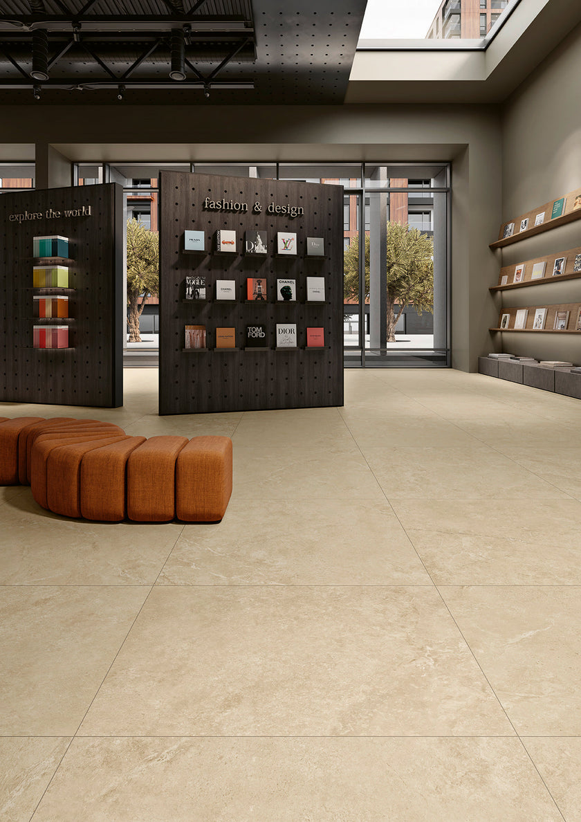 MARGRES PURE STONE 120x120 Beige Naturel Rectifié en ambiance