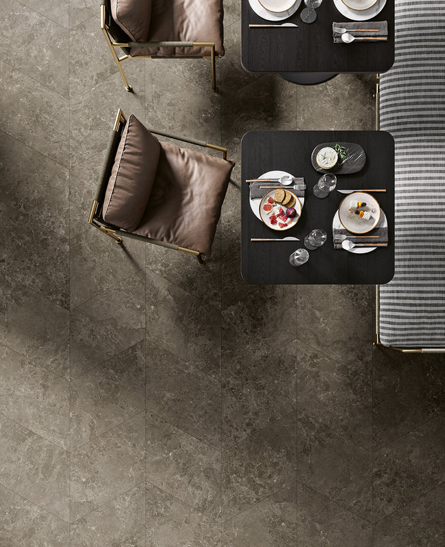 MARGRES PURE STONE Chevron Grey Adouci (Rectifié) en ambiance