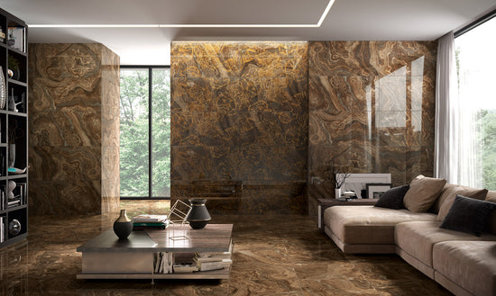 Carrelage effet marbre Naxos Rhapsody Brown Wave