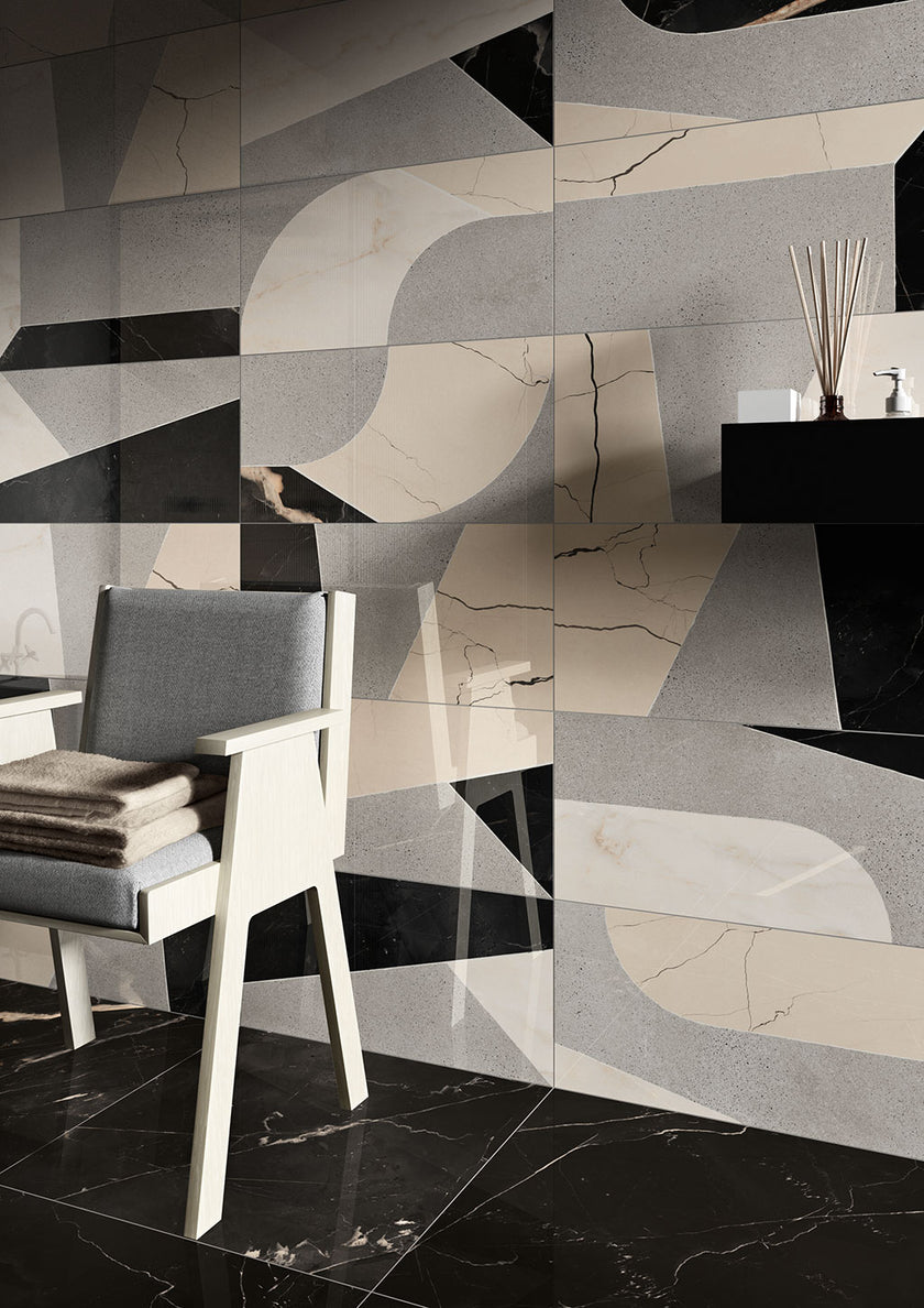 Fioranese Sound of Marbles Nero Fondo en situation — carrelage effet marbre