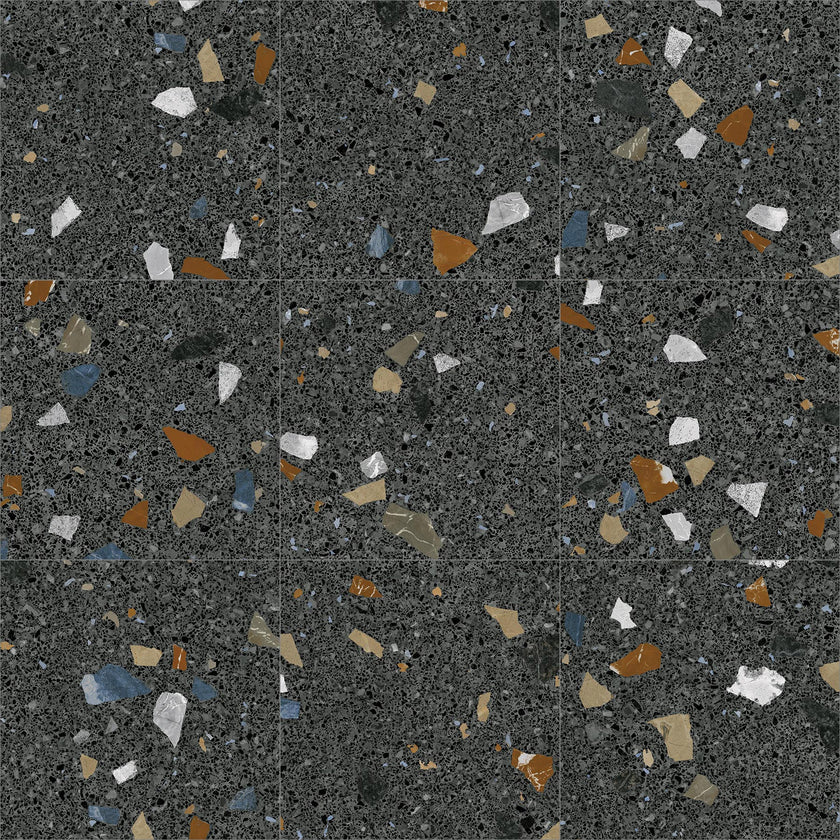 Carrelage aspect Terrazzo STRACCIATELLA GRAFITO - 60x60