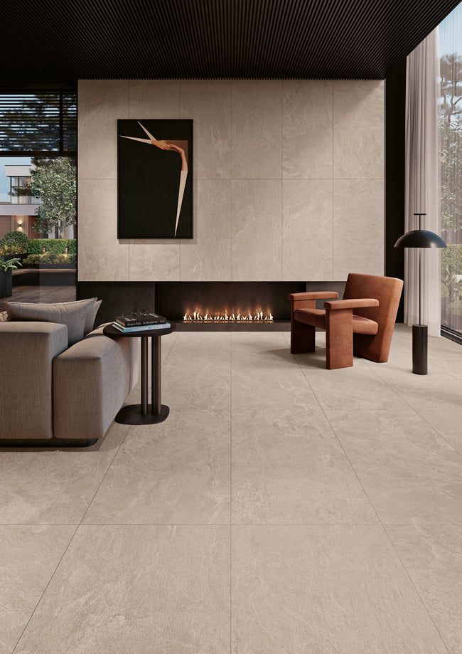 Carrelage Margres Thunder Light Grey 60x120 naturel rectifié en ambiance