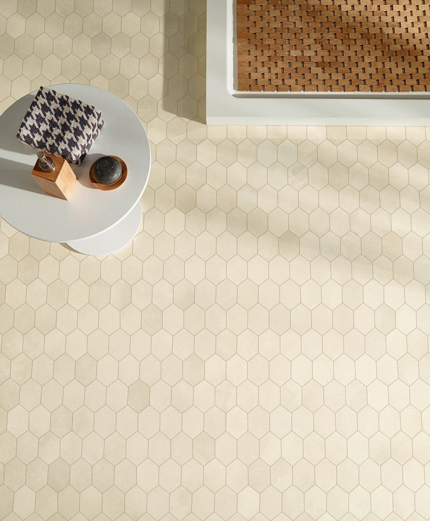 Mosaïque hexagonale Margres Tool White 24x26,6 en gros plan