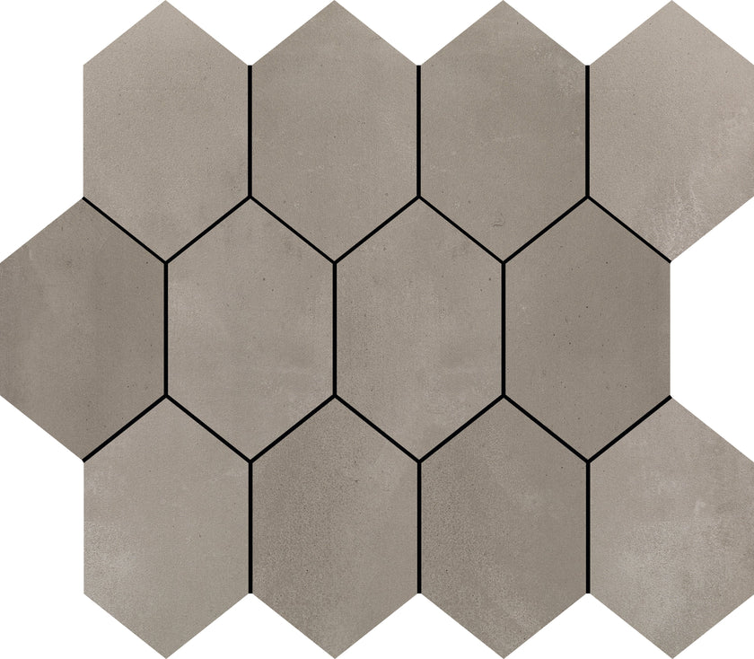 Mosaïque hexagonale Margres Tool Tortora sur trame 24x26,6
