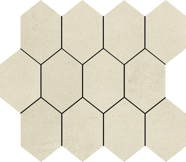 Mosaïque hexagonale Margres Tool White sur trame 24x26,6
