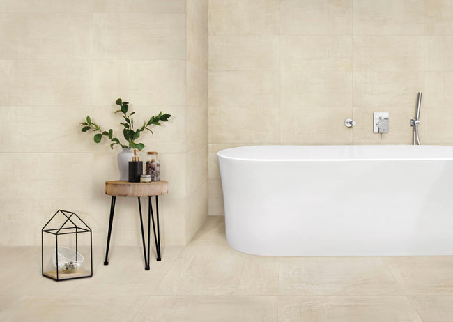 CRZ64 Deva en situation — carrelage effet béton