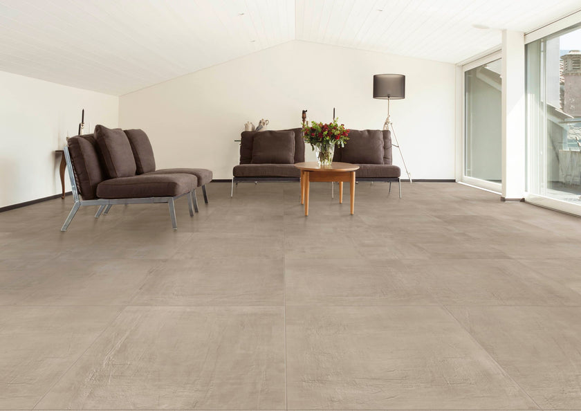CRZ64 Deva en situation — carrelage effet béton