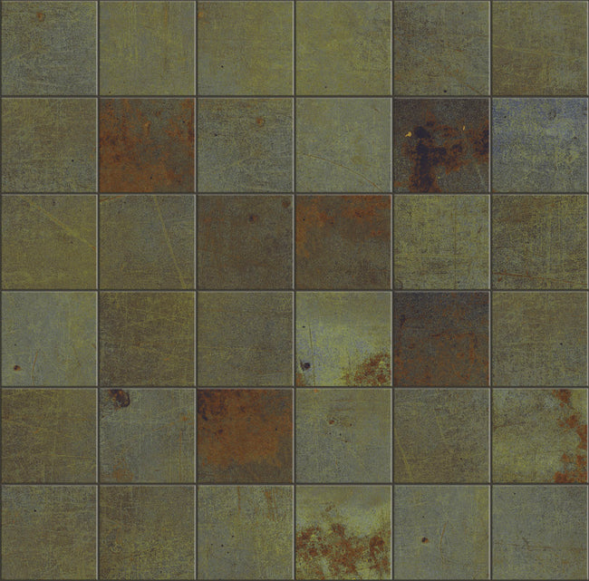 Carrelage Apavisa Lamiere Green naturelle Mosaïque 5x5 sur trame 30x30
