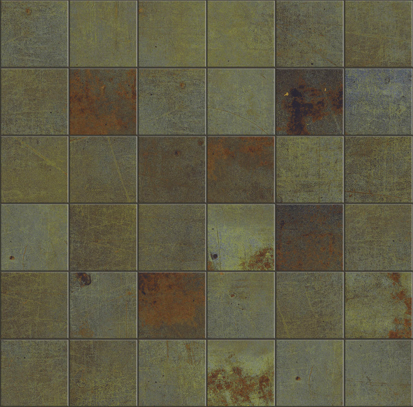 Carrelage Apavisa Lamiere Green naturelle Mosaïque 5x5 sur trame 30x30