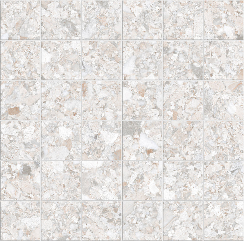 Carrelage Apavisa Momentum White naturelle Mosaïque 5x5 sur trame 30x30