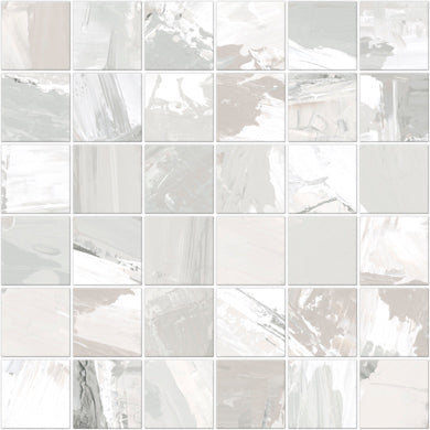 Carrelage Apavisa Oleo White naturelle Mosaïque 5x5 sur trame 30x30