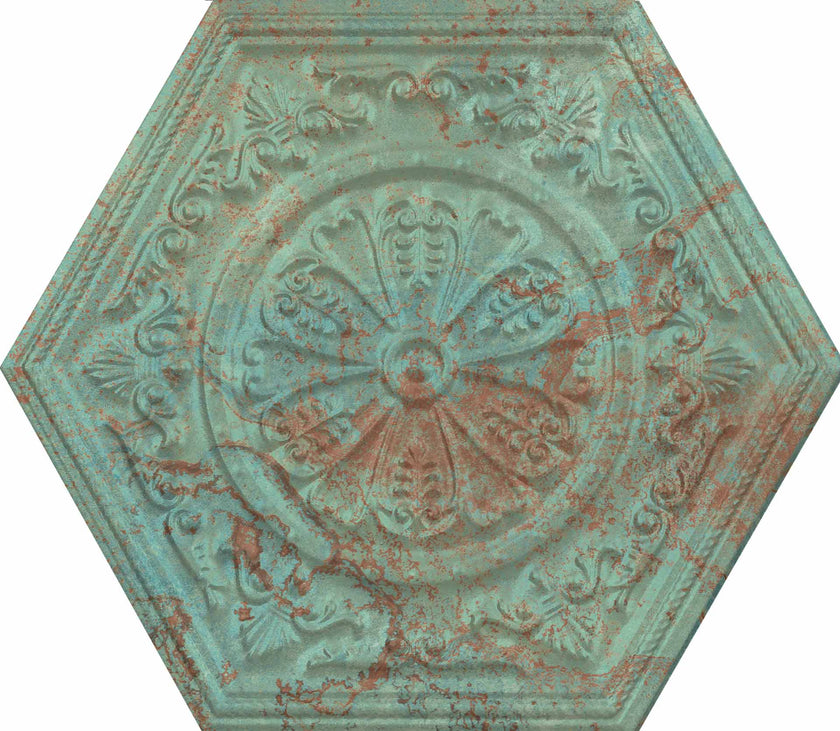 Carrelage Apavisa Zinc Green Mix décor Hexagone 25x30