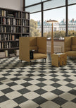 ARCANA Black&Cream en situation — carrelage effet pierre