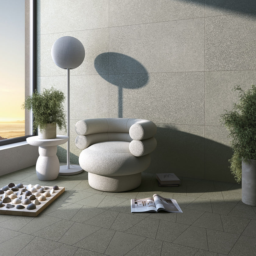 ARCANA Mousse en situation — carrelage effet béton