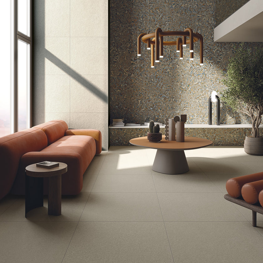 ARCANA Mousse en situation — carrelage effet béton