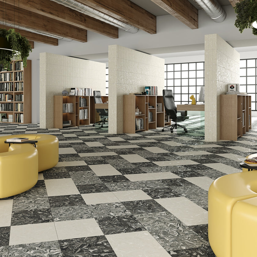 ARCANA Spuma en situation — carrelage effet béton