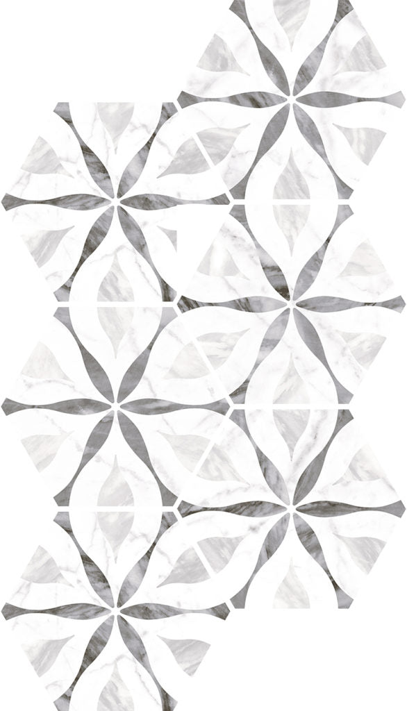 Carrelage Bardiglio 17,5 x 20 cm Flower