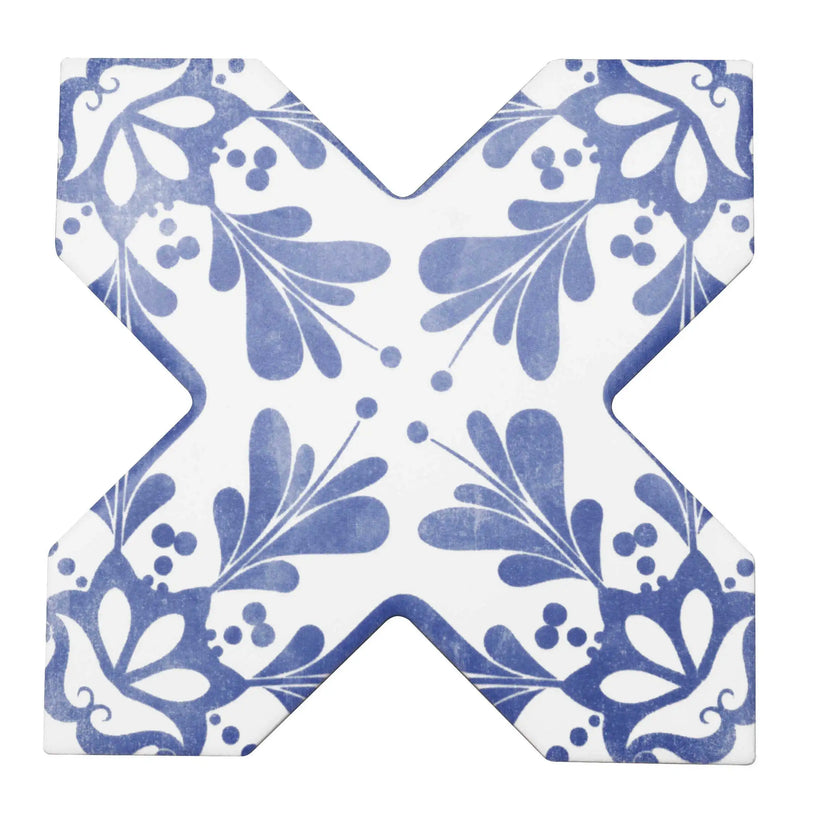 Carrelage Cevica Becolors 13,25x13,25 Dec. Stencil Electric Blue