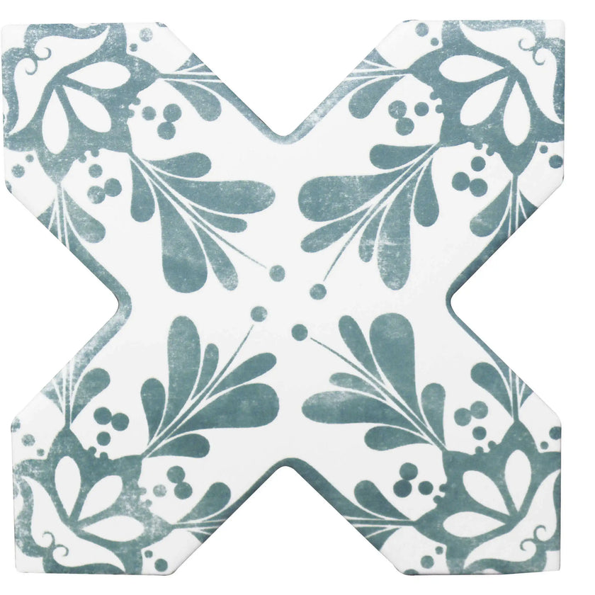 Carrelage Cevica Becolors 13,25x13,25 Dec. Stencil Lagoon