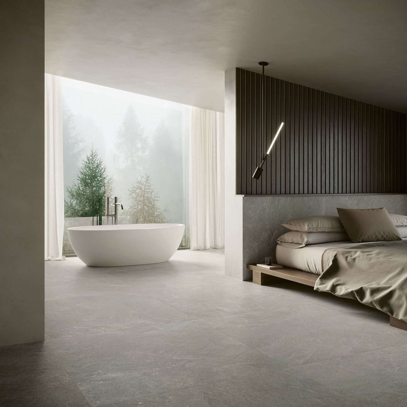 Carrelage effet pierre Cerdomus Moonstone — ambiance 2