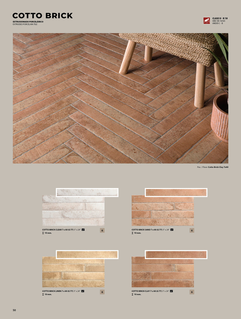 Calepinage de la collection Natucer Cotto Brick