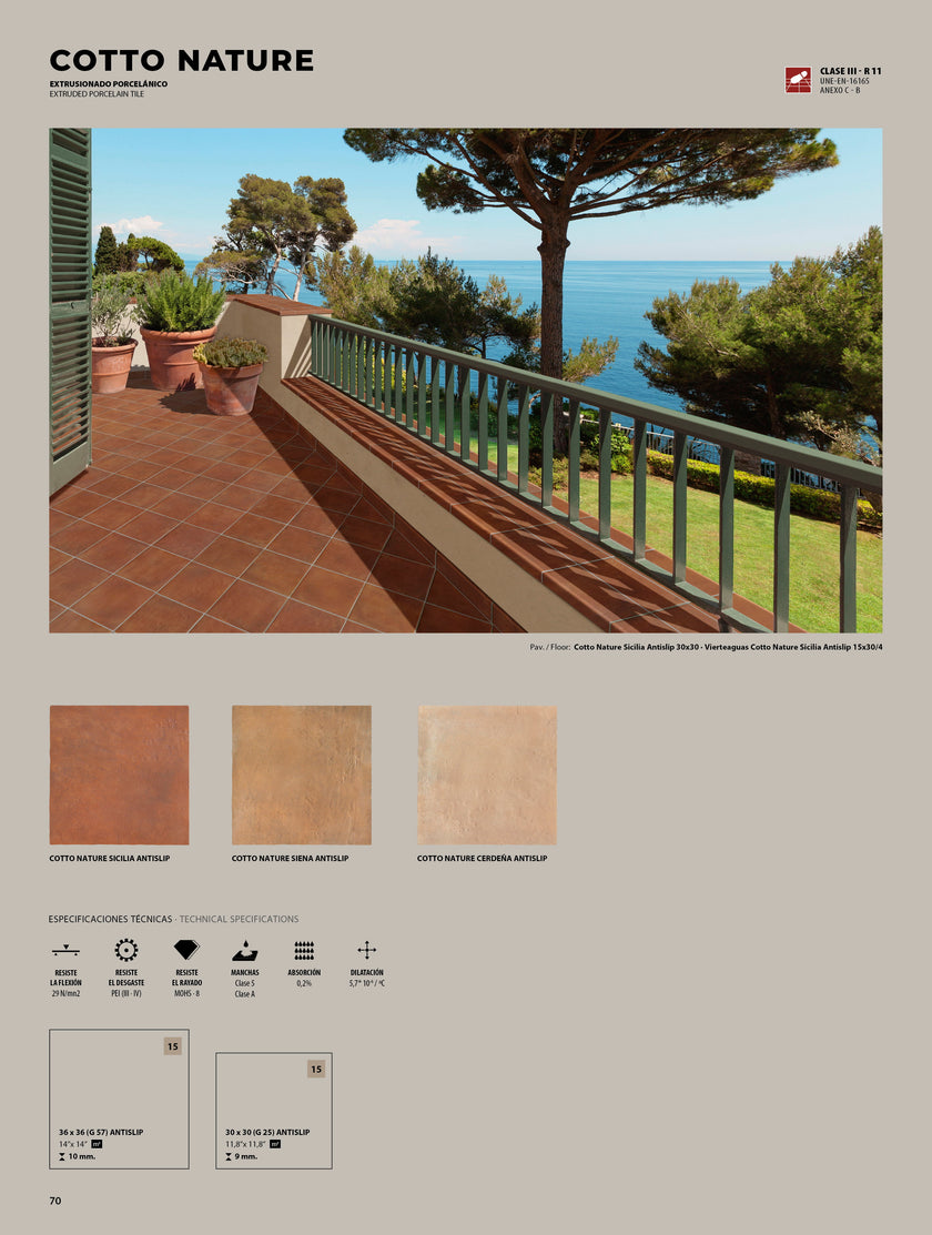 Calepinage de la collection Natucer Cotto Nature