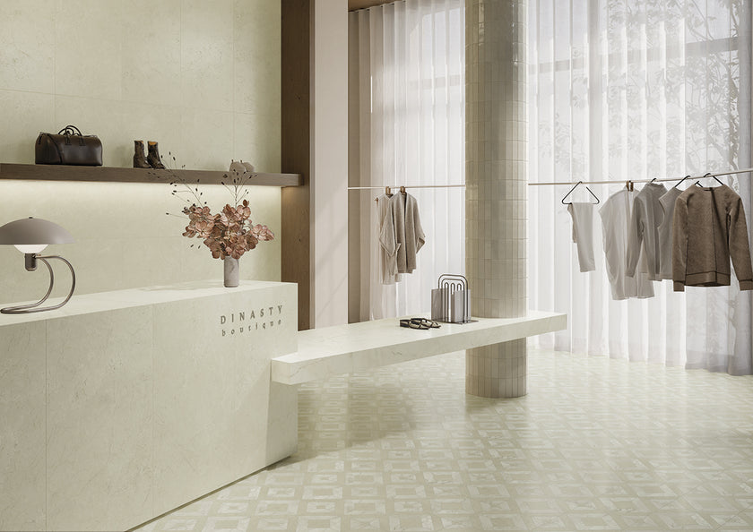 Ambiance carrelage Elios Dynasty BiancoAurora Marfil 2