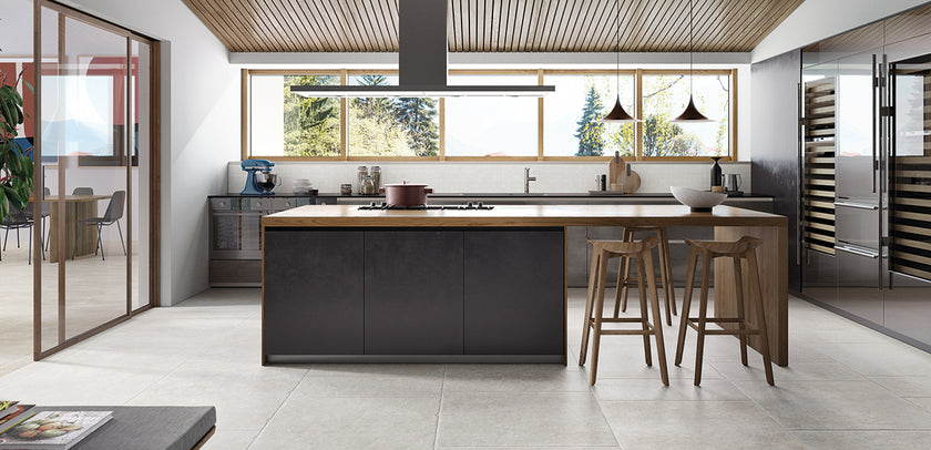 Ambiance carrelage Emil Chateau Chateau Blanc 80x80 40x80 Mosaico 5x5 Amb. Cucina
